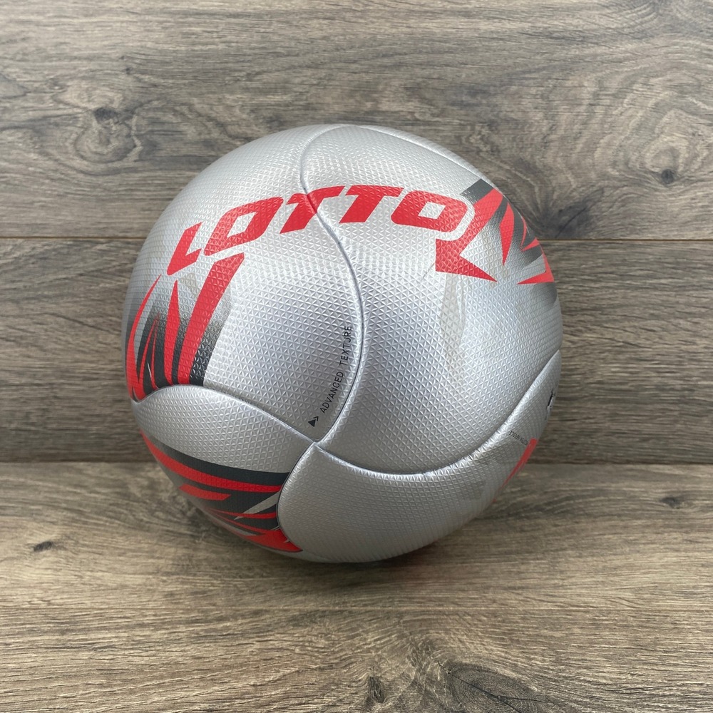 Lotto SB300 Soccer Ball Unisex Size 5 Silver Red Thermally Bonded LBALL5-RED